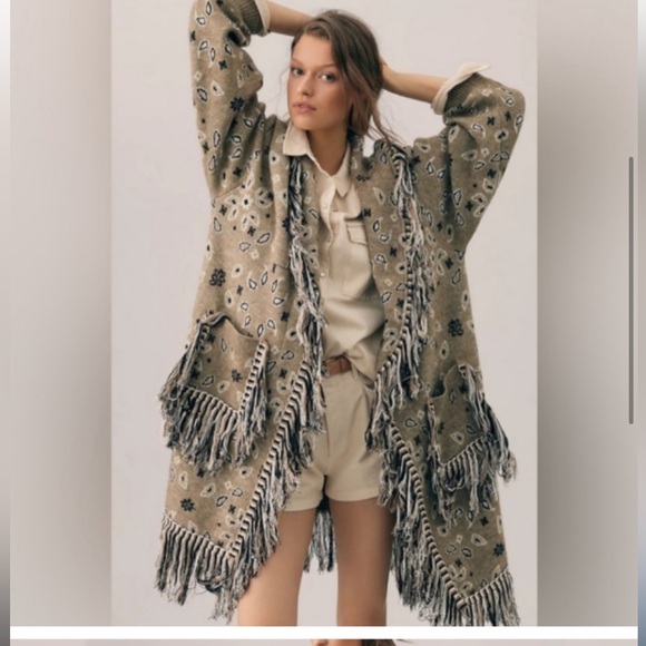 Anthropologie Sweaters - NWOT- ANTHROPOLOGIE BANDANA FRINGE DUSTER
